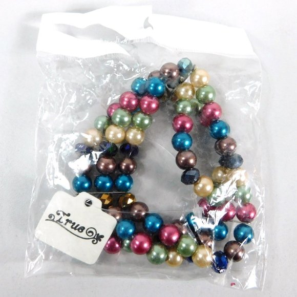 Triple Strand Multi Color Stretch Beaded Bracelet TRUE Lead Compliant - Picture 9 of 11